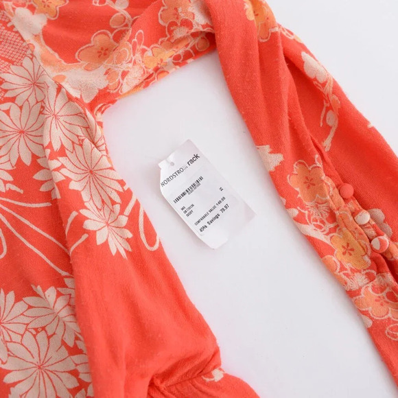 Free People Mixed Print Twist Orange Floral Boho  Maxi Dress XS - Picture 12 of 16